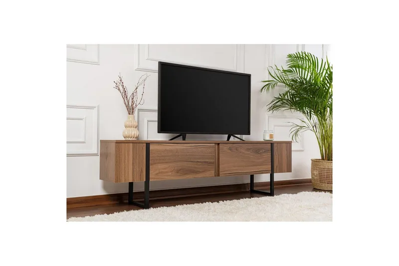 Serenity Gulvstående TV-benk 180 cm med Oppbevaring i Valnøtt - Brun - Møbler - TV- & Mediamøbler - TV benk & mediabenk