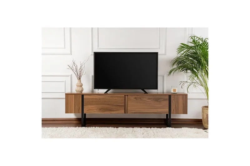 Serenity Gulvstående TV-benk 180 cm med Oppbevaring i Valnøtt - Brun - Møbler - TV- & Mediamøbler - TV benk & mediabenk