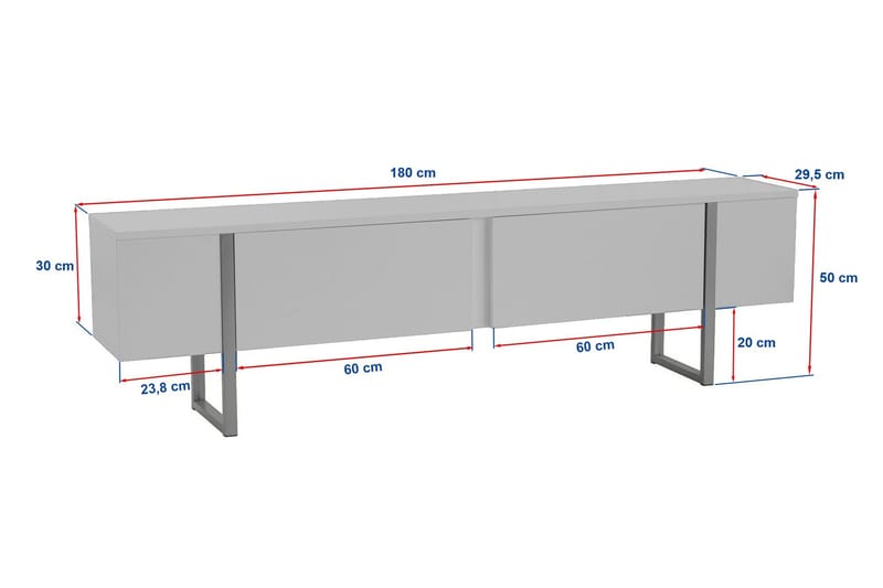 Serenity Tv-benk 180x30 cm - Hvit/Gull - Møbler - TV- & Mediamøbler - TV benk & mediabenk