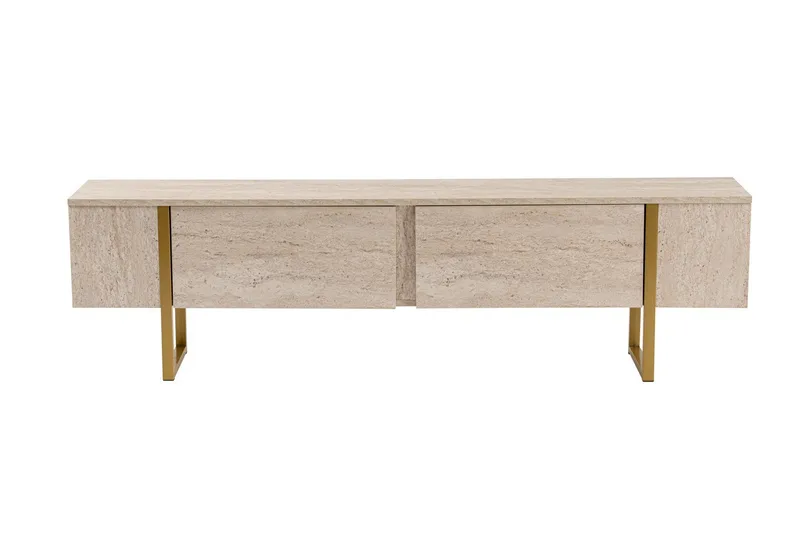 Serenity Tv-benk 180x30 cm, Travertin/Gull