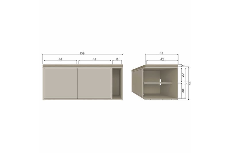 Settle Frittstående TV-benk 108 cm med Oppbevaring i Furu - Beige - Møbler - TV- & Mediamøbler - TV benk & mediabenk
