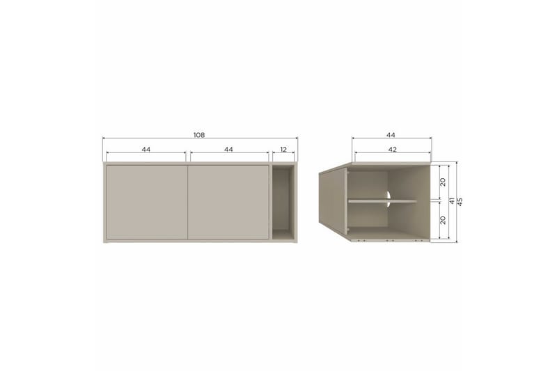 Settle Gulvstående TV-benk 108 cm med Oppbevaring i Furu - Lys Beige - Møbler - TV- & Mediamøbler - TV benk & mediabenk