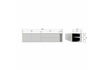 Settle Vegghengt TV-benk 200 cm med Oppbevaring i Furu - Sandbeige - Møbler - TV- & Mediamøbler - TV benk & mediabenk