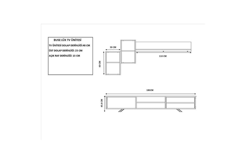 Seyra TV-møbelsett 180x40 cm - Antrasitt/Eik - Møbler - TV- & Mediamøbler - TV-møbelsett