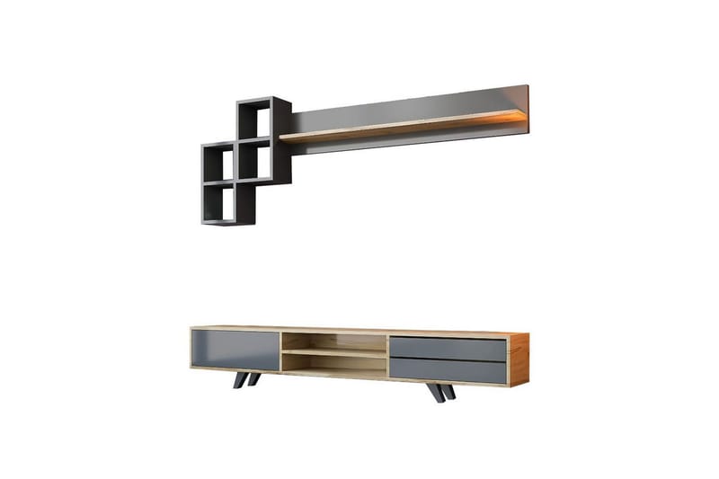Seyra TV-møbelsett 180x40 cm - Antrasitt/Eik - Møbler - TV- & Mediamøbler - TV-møbelsett