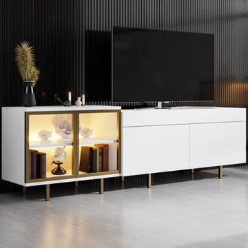 Seyring TV-benk 190 cm - Hvit/gull - Møbler - TV- & Mediamøbler - TV benk & mediabenk