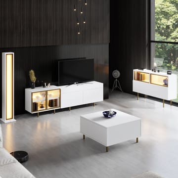 Seyring TV-benk 190 cm - Hvit/gull - Møbler - TV- & Mediamøbler - TV benk & mediabenk