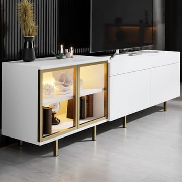 Seyring TV-benk 190 cm - Hvit/gull - Møbler - TV- & Mediamøbler - TV benk & mediabenk