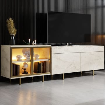 Seyring TV-benk 190 cm - Travertin og gull - Møbler - TV- & Mediamøbler - TV benk & mediabenk