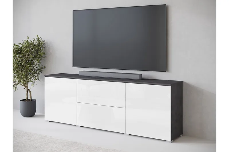 Sherie TV-benk 180 cm - Hvit / Grå - Møbler - TV- & Mediamøbler - TV benk & mediabenk