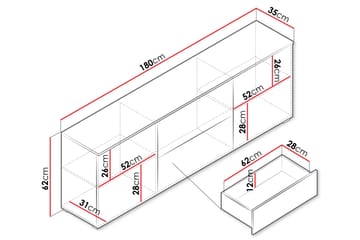 Sherie TV-benk 180 cm - Hvit / Grå - Møbler - TV- & Mediamøbler - TV benk & mediabenk