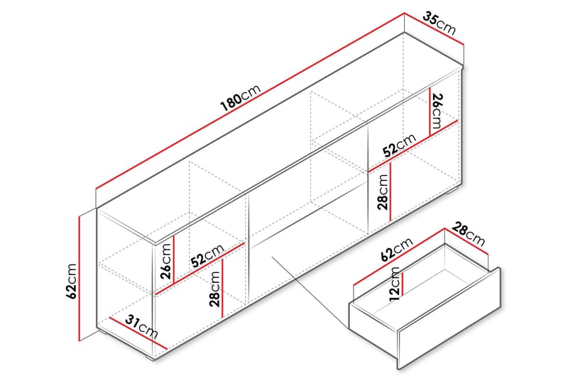Sherie TV-benk 180 cm - Svart - Møbler - TV- & Mediamøbler - TV benk & mediabenk