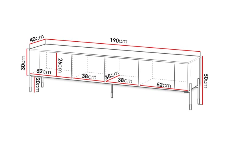 Sherie Tv-Benk 190x40 cm - Hvit - Møbler - TV- & Mediamøbler - TV benk & mediabenk