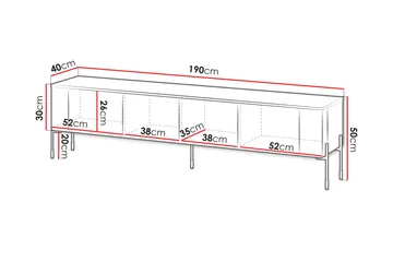 Sherie Tv-Benk 190x40 cm - Svart - Møbler - TV- & Mediamøbler - TV benk & mediabenk