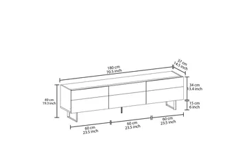 Sign TV-benk 180 cm - Grå/Eik - Møbler - TV- & Mediamøbler - TV benk & mediabenk