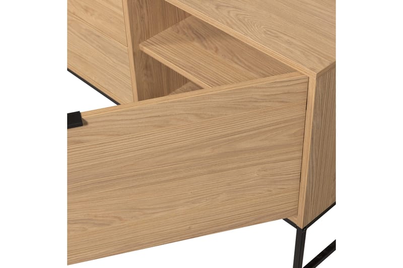 Silas TV-benk 180 cm med Oppbevaring i Tre med Metallunderstell - Beige - Møbler - TV- & Mediamøbler - TV benk & mediabenk
