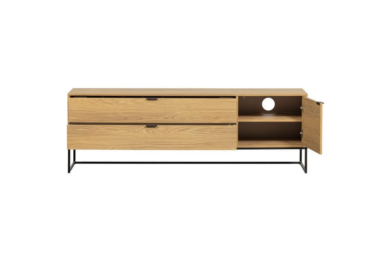 Silas TV-benk 180 cm med Oppbevaring i Tre med Metallunderstell - Beige - Møbler - TV- & Mediamøbler - TV benk & mediabenk