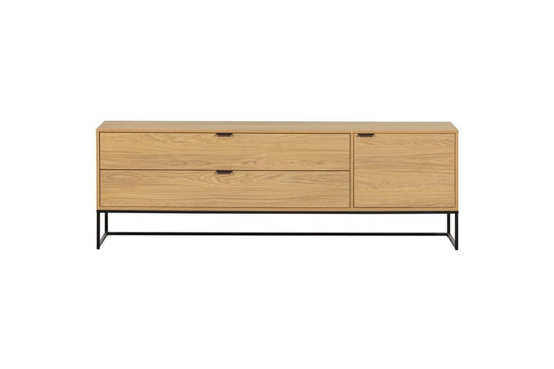 Silas TV-benk 180 cm med Oppbevaring i Tre med Metallunderstell - Beige - Møbler - TV- & Mediamøbler - TV benk & mediabenk