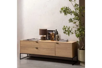 Silas TV-benk 180 cm med Oppbevaring i Tre med Metallunderstell - Beige - Møbler - TV- & Mediamøbler - TV benk & mediabenk