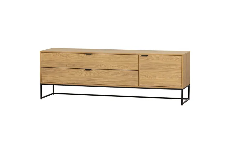 Silas TV-benk 180 cm med Oppbevaring i Tre med Metallunderstell, Beige