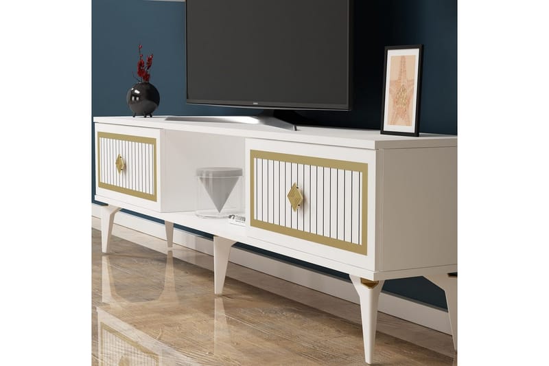 Sivaji TV-benk 150 cm - Gull/Hvit - Møbler - TV- & Mediamøbler - TV benk & mediabenk