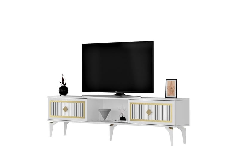 Sivaji TV-benk 150 cm - Gull/Hvit - Møbler - TV- & Mediamøbler - TV benk & mediabenk