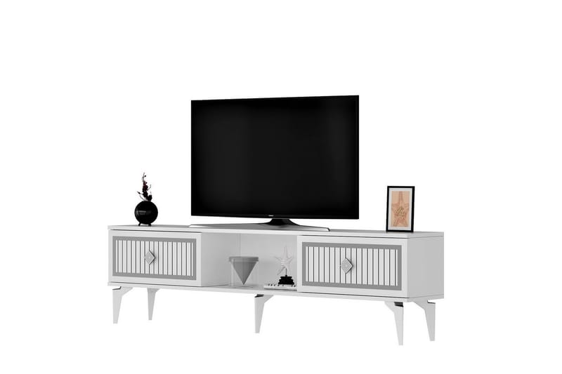 Sivaji TV-benk 150 cm - Hvit/Sølv - Møbler - TV- & Mediamøbler - TV benk & mediabenk