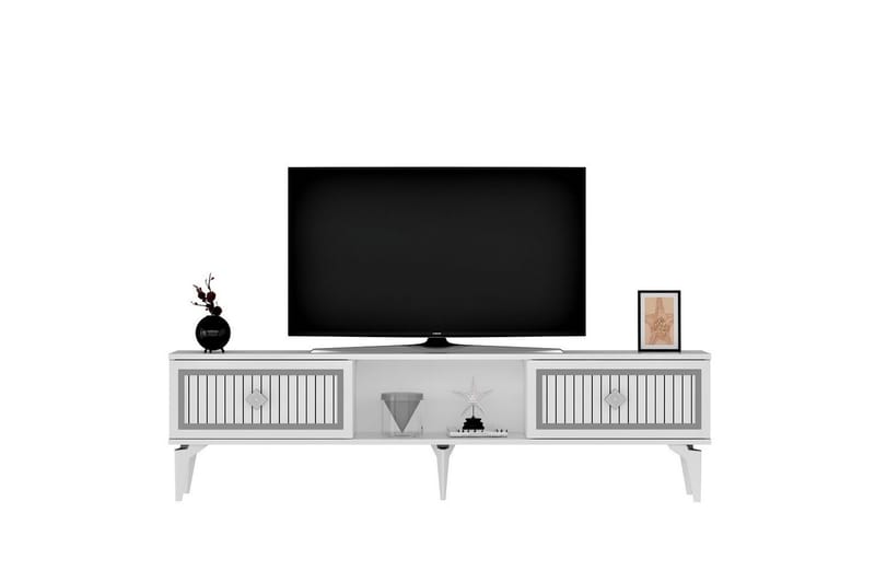 Sivaji TV-benk 150 cm - Hvit/Sølv - Møbler - TV- & Mediamøbler - TV benk & mediabenk