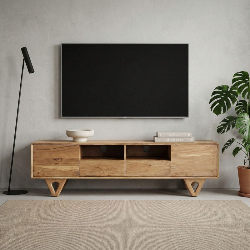 Sorric TV-benk 160 cm - Varm lysebrun - Møbler - TV- & Mediamøbler - TV benk & mediabenk