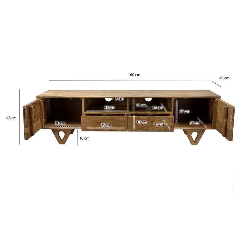 Sorric TV-benk 160 cm - Varm lysebrun - Møbler - TV- & Mediamøbler - TV benk & mediabenk