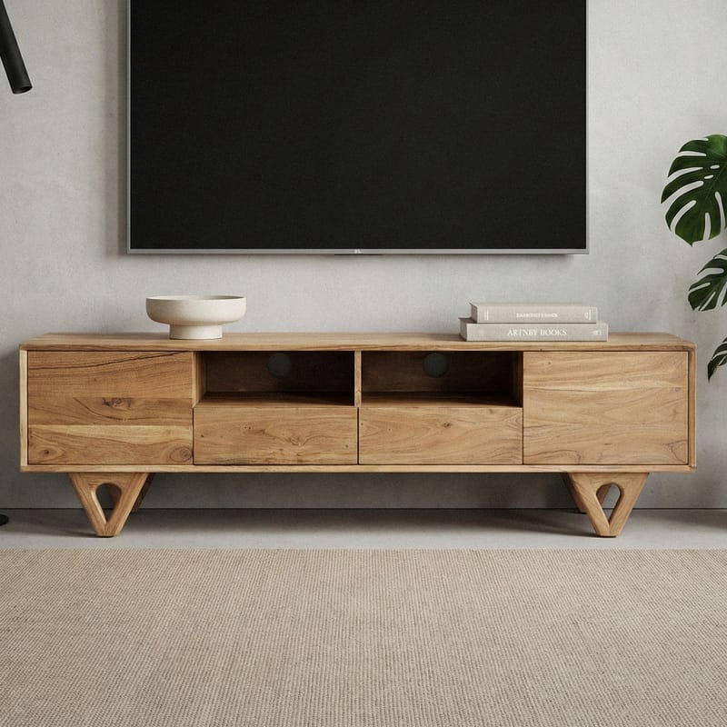 Sorric TV-benk 160 cm - Varm lysebrun - Møbler - TV- & Mediamøbler - TV benk & mediabenk