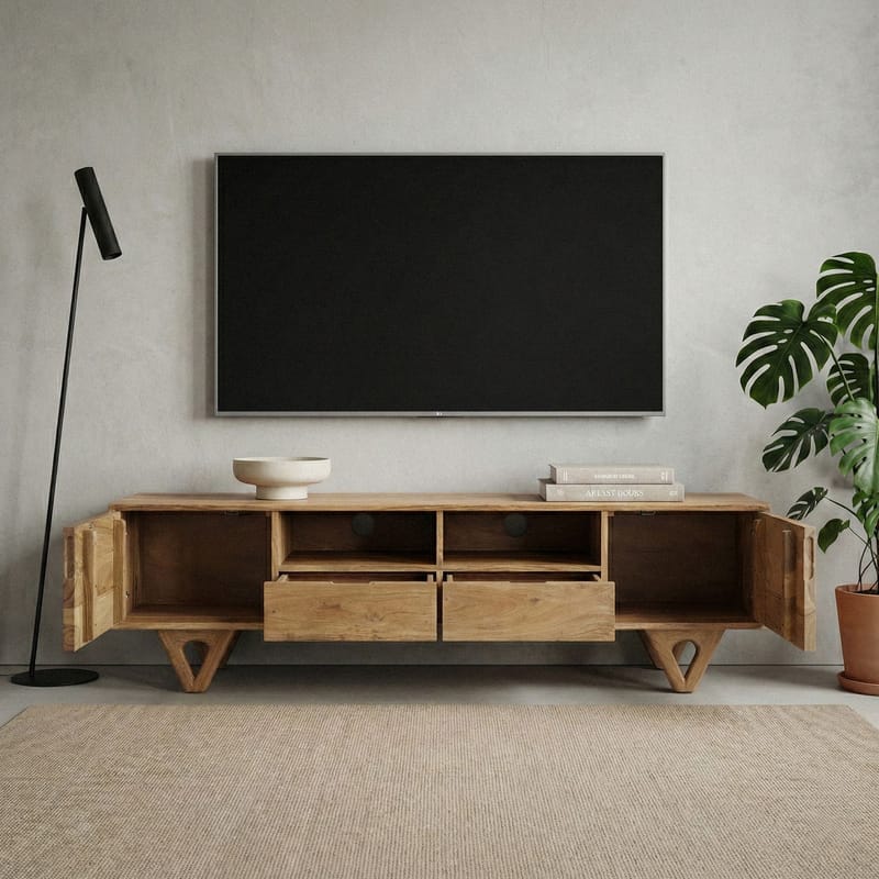 Sorric TV-benk 160 cm - Varm lysebrun - Møbler - TV- & Mediamøbler - TV benk & mediabenk