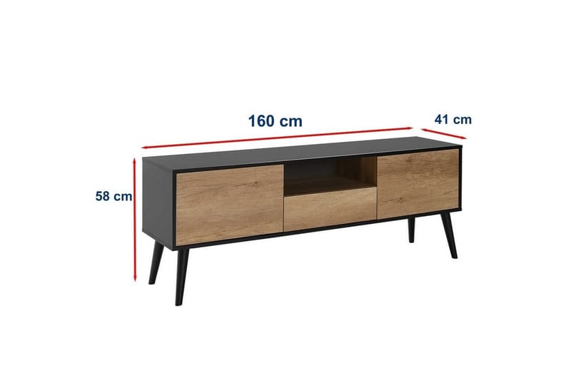 Sosan TV-benk 160 cm - Taupe/Svart - Møbler - TV- & Mediamøbler - TV benk & mediabenk