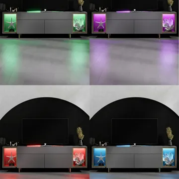 Sosan TV-benk 180x55x32 cm - Antrasitt og gull - Møbler - TV- & Mediamøbler - TV benk & mediabenk