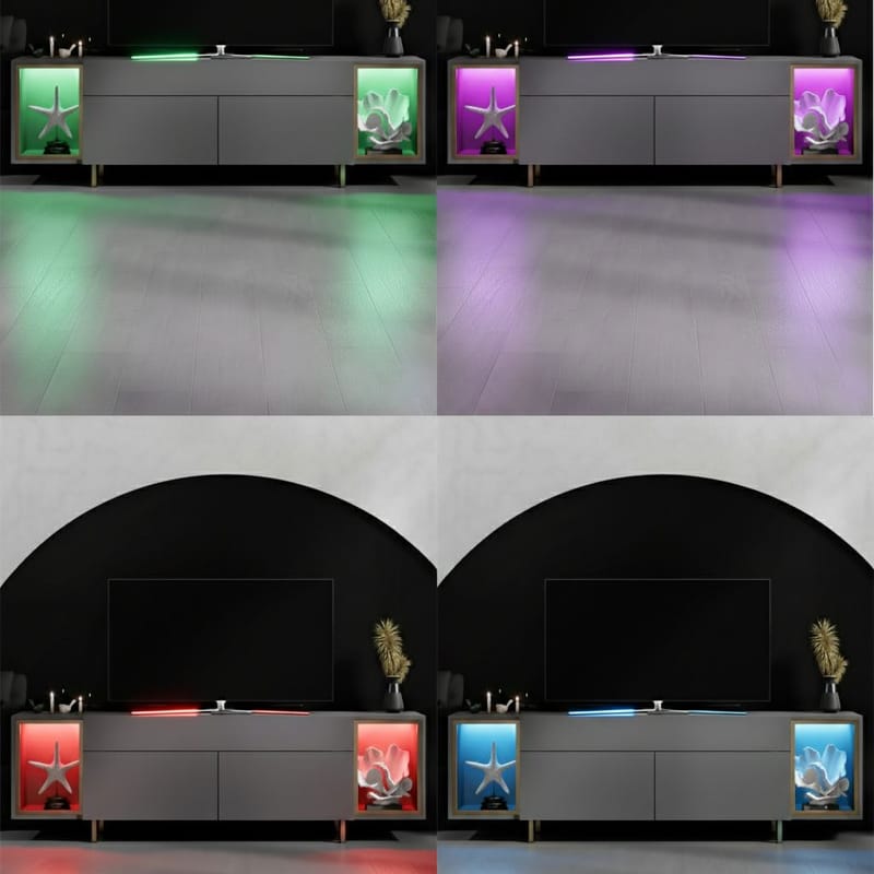 Sosan TV-benk 180x55x32 cm - Antrasitt og gull - Møbler - TV- & Mediamøbler - TV benk & mediabenk