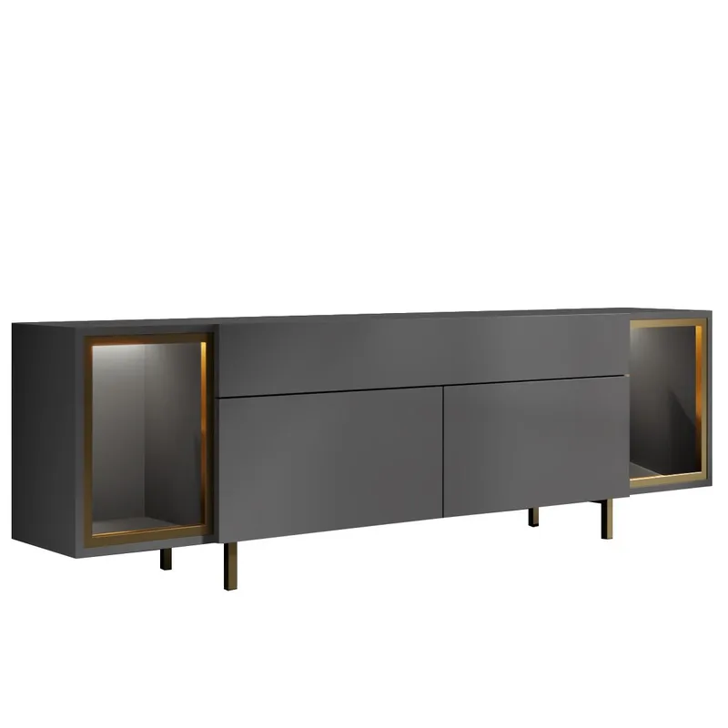 Sosan TV-benk 180x55x32 cm, Antrasitt/Gull
