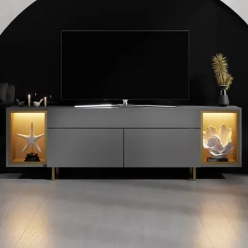 Sosan TV-benk 180x55x32 cm - Antrasitt/Gull - Møbler - TV- & Mediamøbler - TV benk & mediabenk