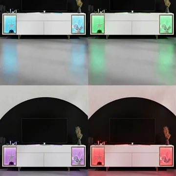 Sosan TV-benk 180x55x32 cm - Hvit og gull - Møbler - TV- & Mediamøbler - TV benk & mediabenk