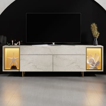 Sosan TV-benk 180x55x32 cm - Travertin/gull - Møbler - TV- & Mediamøbler - TV benk & mediabenk