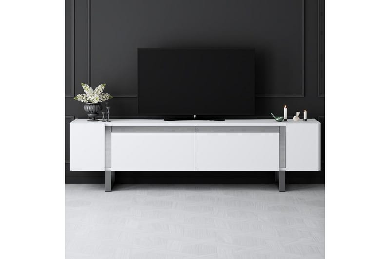Sozi TV-benk 180 cm - Hvit/Sølv - Møbler - TV- & Mediamøbler - TV benk & mediabenk