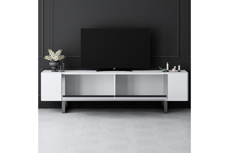 Sozi TV-benk 180 cm - Hvit/Sølv - Møbler - TV- & Mediamøbler - TV benk & mediabenk