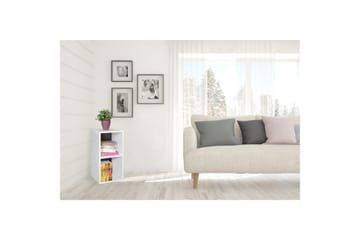 Stående hylle Wohnling melaminbelagt sponplate med lagringsplass, moderne stil Hvit, svart - Hvit, svart - Møbler - TV- & Mediamøbler - TV-hylle
