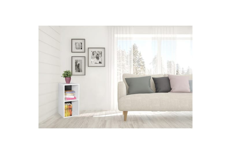 Stående hylle Wohnling melaminbelagt sponplate med lagringsplass, moderne stil Hvit, svart - Hvit, svart - Møbler - TV- & Mediamøbler - TV-hylle