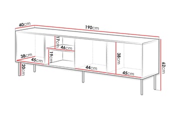 Stintino Gulvstående TV-benk 190 cm med Oppbevaring i Lyst Tre - Benhvit - Møbler - TV- & Mediamøbler - TV benk & mediabenk