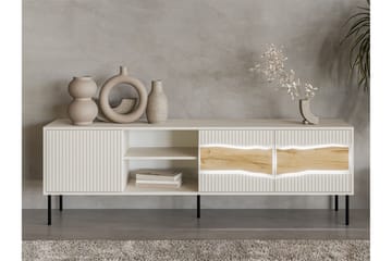 Stintino Gulvstående TV-benk 190 cm med Oppbevaring i Lyst Tre - Benhvit - Møbler - TV- & Mediamøbler - TV benk & mediabenk
