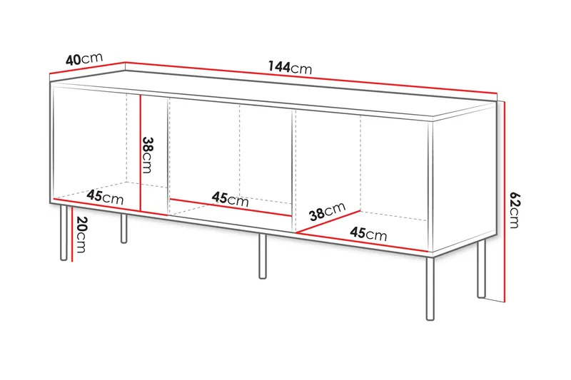 Stintino Tv-Benk 144x40 cm - Beige/Brun - Møbler - TV- & Mediamøbler - TV benk & mediabenk