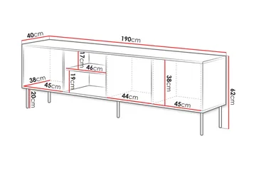 Stintino Tv-Benk 190x40 cm - Svart/Brun - Møbler - TV- & Mediamøbler - TV benk & mediabenk