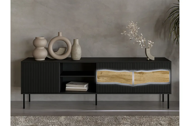 Stintino Tv-Benk 190x40 cm - Svart/Brun - Møbler - TV- & Mediamøbler - TV benk & mediabenk