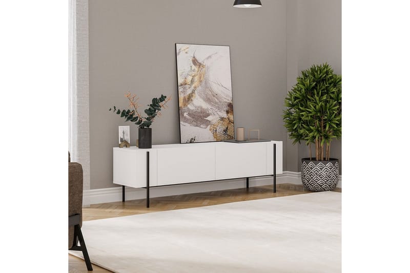 Stira TV-benk 160 cm - Hvit - Møbler - TV- & Mediamøbler - TV benk & mediabenk