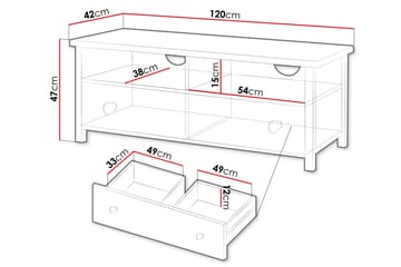 Storys Gulvstående TV-benk 120 cm med Oppbevaring i Malt Tre - Hvit - Møbler - TV- & Mediamøbler - TV benk & mediabenk